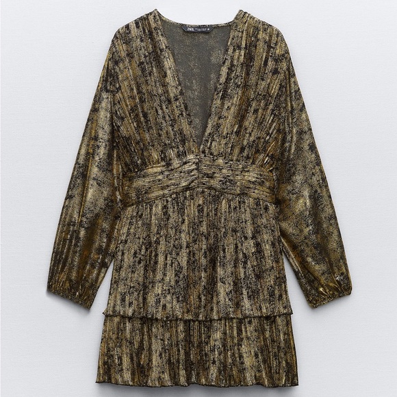 Zara limited edition Ruffled foil mini dress - Picture 2 of 5